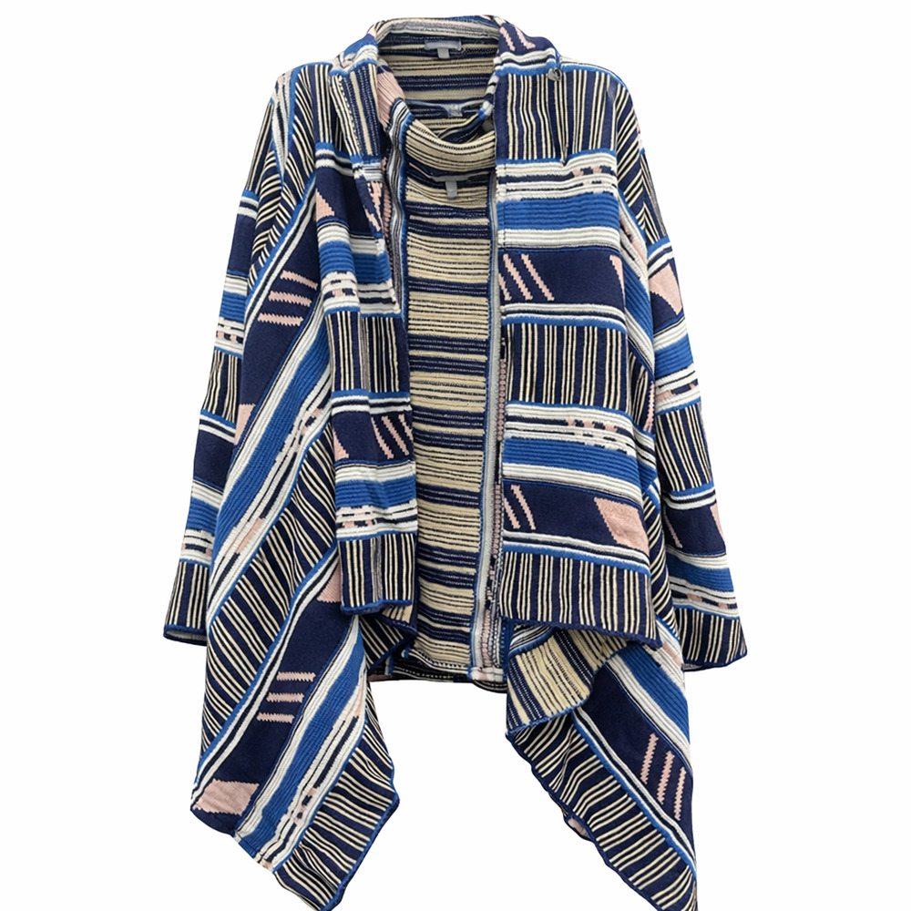Charlotte Russe Cardigan Sweater Womens Large Blue Open Front Knit Boho Chic